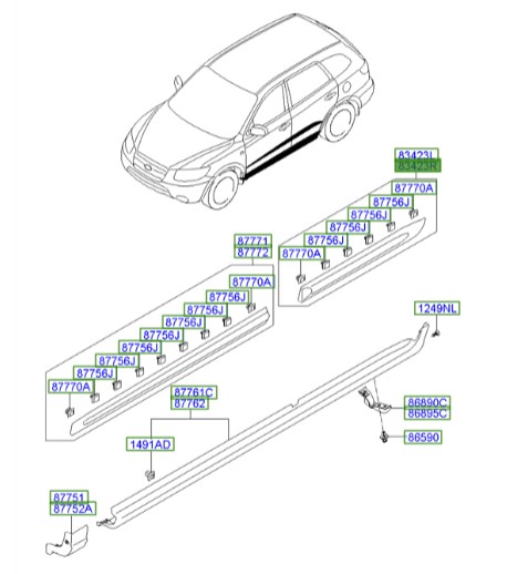 زه درب عقب راست سانتافه  Hyundai/KIA Genuine Parts – MOBIS  877802B000