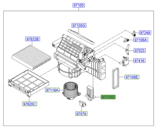مقاومت فن بخاری سانتافه  Hyundai/KIA Genuine Parts – MOBIS   971793K000