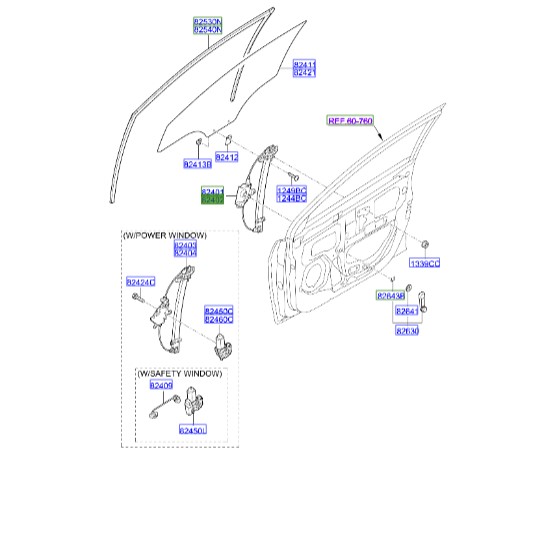 ریل اکسنت شیشه بالابر جلو راست   824021R000