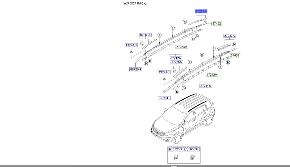 پوشش باربند عقب راست اسپورتیج | Hyundai/KIA Genuine Parts | اسپورتیج SL مدل 2010 تا 2016