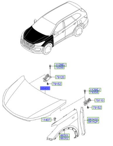 درب موتور سانتافه  Hyundai/KIA Genuine Parts – MOBIS   66400B8000 
