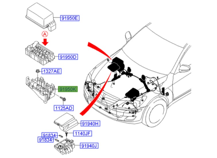 پایه فیوز راست جنسیس  Hyundai/KIA Genuine Parts – MOBIS  919503M160