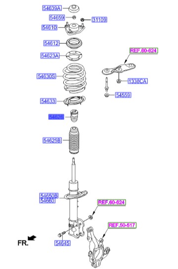 ضربه گیر کمک سانتافه  Hyundai/KIA Genuine Parts – MOBIS   546262W000 