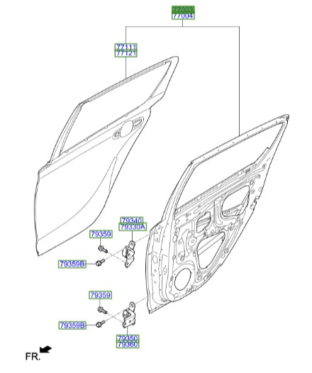 درب عقب چپ هیوندایHyundai/KIA Genuine Parts – MOBIS   I20  770031J010