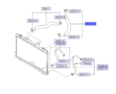 شیلنگ پایین رادیاتور سراتو 2008 | Hyundai/KIA Genuine Parts | سراتو LD مدل 2007 تا 2009  254122F210