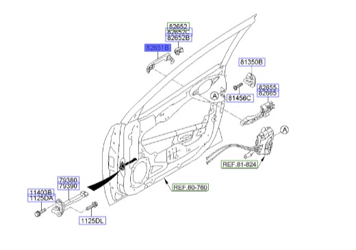 دستگیره خارجی در عقب چپ سراتو ۲۰۱۰ | Hyundai/KIA Genuine Parts | سراتو TD مدل ۲۰۱۰ سایپایی و وارداتی, سراتو کوپه TD مدل ۲۰۱۰ تا ۲۰۱۳   826511M050