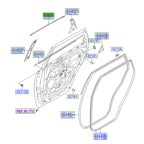 زه درب عقب راست Hyundai/KIA Genuine Parts – MOBIS    IX55   838603J000