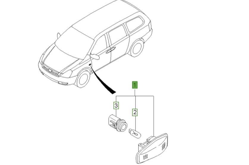 چراغ راهنما روی گلگیر  اپیروس مدل 2009 | اپیروس GH مدل 2008 تا 2010 – اسپورتیج KM مدل 2008 تا 2010 