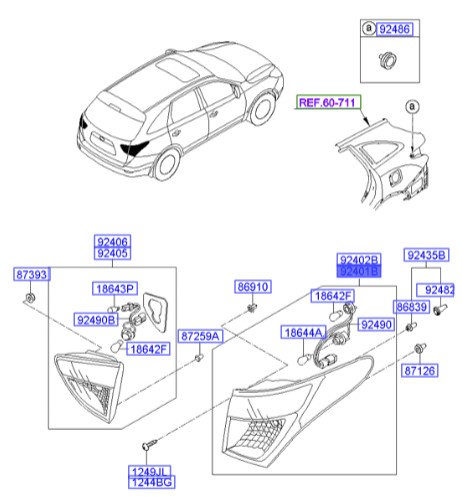 چراغ خطر عقب گلگیر چپ هیوندای Hyundai/KIA Genuine Parts – MOBIS  IX55  924013J020