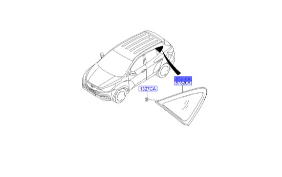 شیشه لچکی عقب راست IX35 هیوندای  878102S010
