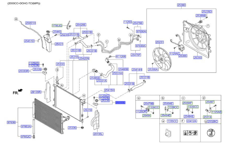 بست بالا رادیاتور راست جنسیس_کوپه Hyundai/KIA Genuine Parts – MOBIS  253332M600 