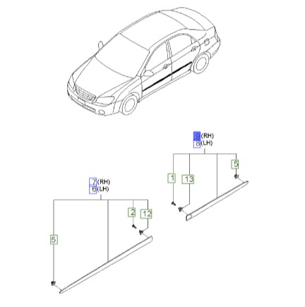 زه درب عقب راست سراتو 2007 | Hyundai/KIA Genuine Parts – MOBIS | سراتو LD مدل 2007 تا 2009   877222F300