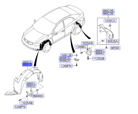 شل گیر چرخ جلو راست سراتو | 868121M000 | Hyundai/KIA Genuine Parts – MOBIS