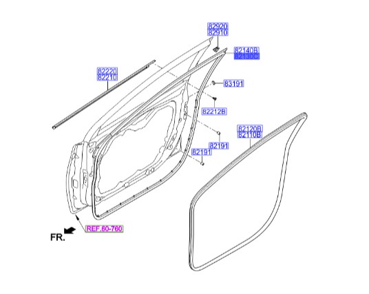 نوار درب جلو چپ النترا  Hyundai/KIA Genuine Parts – MOBIS  821303X000