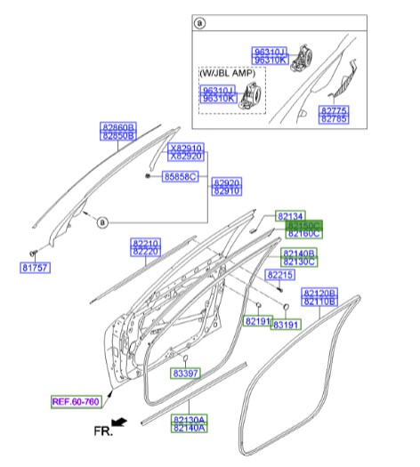 زه بالا جلو در چپ جنسیس  Hyundai/KIA Genuine Parts – MOBIS   821503M000