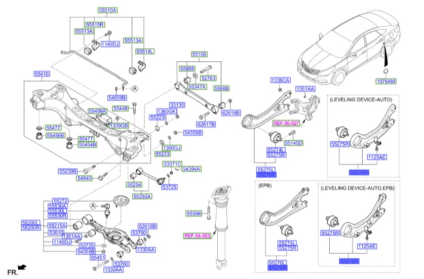 طبق عقب بازویی راست گرنجور آزرا  Hyundai/KIA Genuine Parts – MOBIS   552803V300 