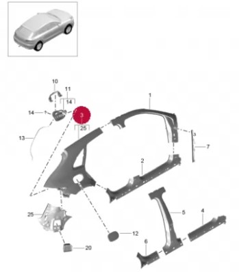 گلگیر عقب سمت راست پورشه ماکان اورجینال