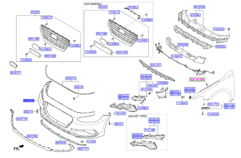 سپر جلو هیوندای آزرا  Hyundai/KIA Genuine Parts – MOBIS   86510G8000