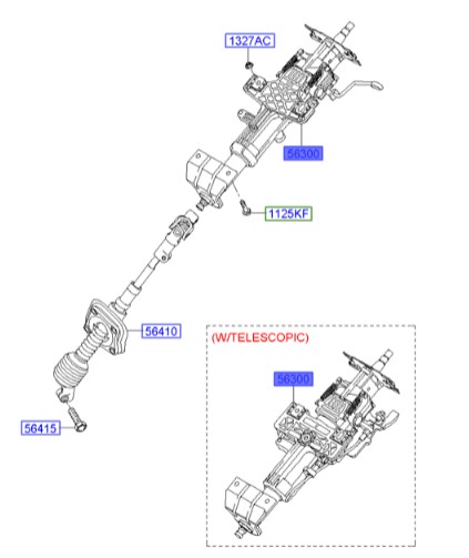 تلسکوپی فرمان هیوندای سانتافه  Hyundai/KIA Genuine Parts – MOBIS   563102B300