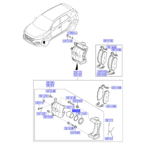 کاسه نمد سیلندر ترمز جلو توسان  Hyundai/KIA Genuine Parts – MOBIS   58113D3000
