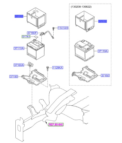 قاب باطری ولوستر  Hyundai/KIA Genuine Parts – MOBIS  371123X000
