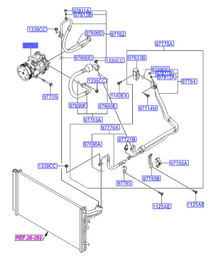 کمپرسور کولر هیوندای جنسیس Hyundai/KIA Genuine Parts – MOBIS   977013M102