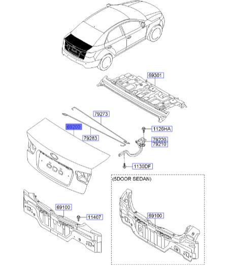 درب صندوق عقب سراتو 2010 | Hyundai/KIA Genuine Parts | سراتو TD مدل 2010 سایپایی و وارداتی  692001M030