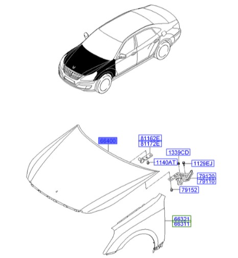 درب موتور هیوندای سنتینیال  Hyundai/KIA Genuine Parts – MOBIS    664003N001