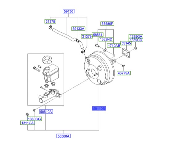 بوستر ترمز هیوندای آزرا  Hyundai/KIA Genuine Parts – MOBIS   591103L250
