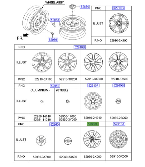قالپاق النترا  Hyundai/KIA Genuine Parts – MOBIS   529603X000