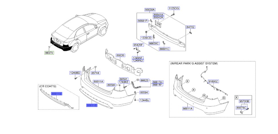 پوسته سپر عقب سراتو کوپه | Hyundai/KIA Genuine Parts | سراتو کوپه TD مدل 2010 تا 2013  866951M330