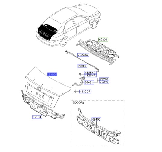 درب صندوق عقب سراتو ۲۰۰۷ | Hyundai/KIA Genuine Parts | سراتو LD مدل ۲۰۰۷ تا ۲۰۰۹  692002F540