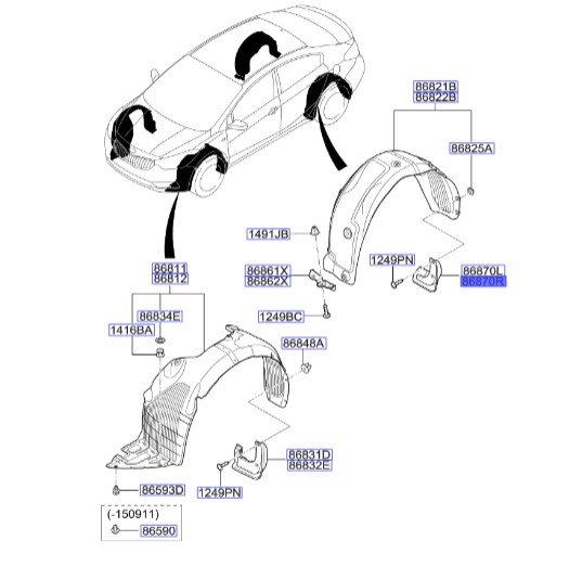 گل پخش کن عقب راست سراتو ۲۰۱۷ | Hyundai/KIA Genuine Parts | سراتو YD مدل ۲۰۱۴ تا ۲۰۱۸  86842A7000