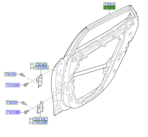 درب عقب راست هیوندای آزرا   Hyundai/KIA Genuine Parts – MOBIS    770043V000