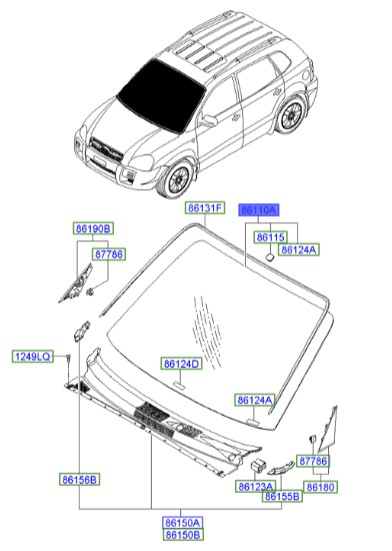 شیشه جلو توسان  Hyundai/KIA Genuine Parts – MOBIS   861102E200