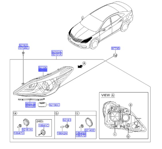 چراغ نیمه چپ آزرا  Hyundai/KIA Genuine Parts – MOBIS  921033V080