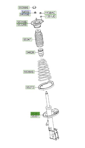 کمک فنر عقب راست سراتو 2008 | کمک فنر عقب سمت شاگرد | Hyundai/KIA Genuine Parts – MOBIS | 553612F401