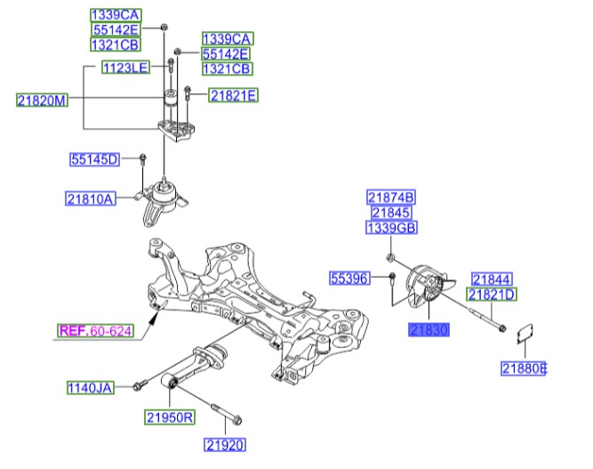 دسته موتور چپ هیوندای کادنزا Hyundai/KIA Genuine Parts – MOBIS    218303R610