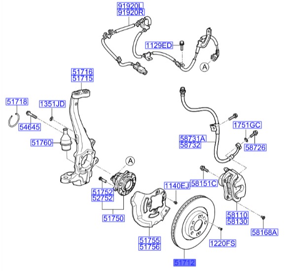 دیسک چرخ جلو هیوندای جنسیس  Hyundai/KIA Genuine Parts – MOBIS    517123M700 