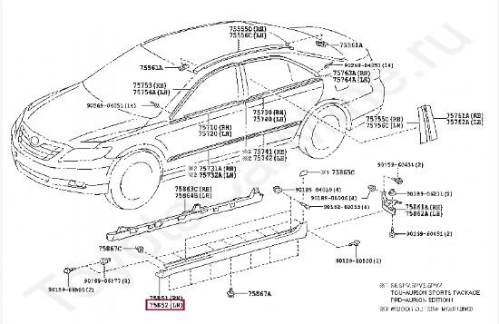 رکاب چپ تویوتا کمری و آریون Genuine Parts | 7585206906
