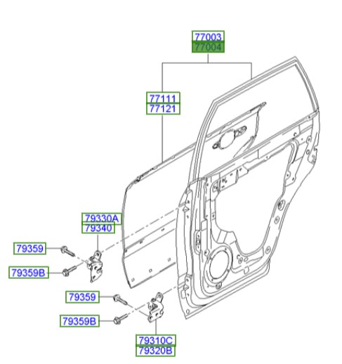 درب عقب راست توسان Hyundai/KIA Genuine Parts – MOBIS   770042E050 