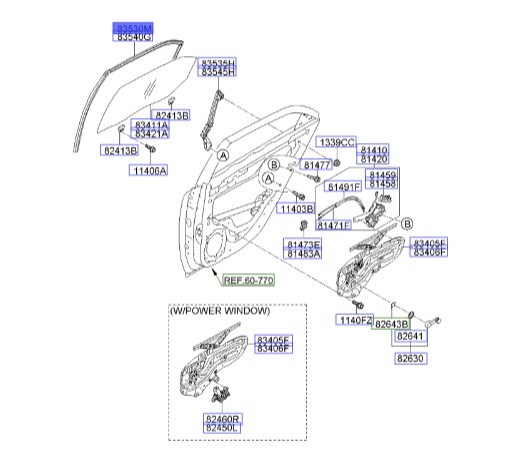 ماهوتی شیشه در عقب سراتو | نوار دور شیشه درب عقب | نوار آب‌بندی شیشه درب عقب | Hyundai/KIA Genuine Parts – MOBIS | سراتو TD  835301M000