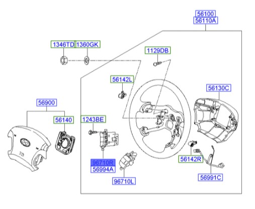 کلید روی فرمان چپ آزرا  Hyundai/KIA Genuine Parts – MOBIS   967003L011