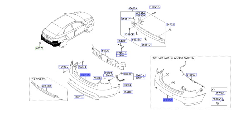 سپر عقب کیا سراتو مدل 2010 | Hyundai/KIA Genuine Parts – MOBIS | سراتو مدل 2010 تا 2014   866111M510