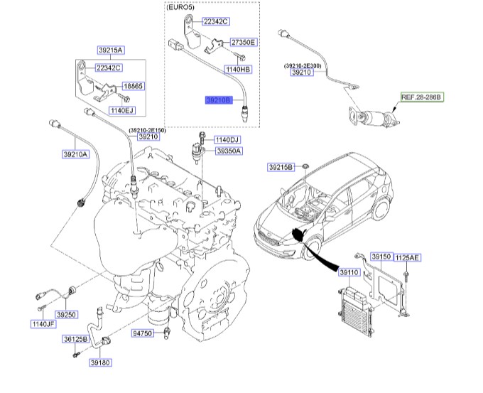 سنسور اکسیژن سراتو  Hyundai/KIA Genuine Parts – MOBIS   392102E100 