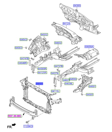 سینی جلو بدنه  هیوندای Hyundai/KIA Genuine Parts – MOBIS   IX45  641012W210