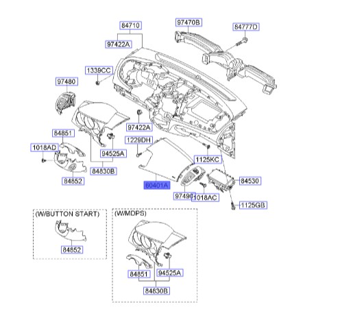 پنل بالایی داشبورد کیا سراتو اصلی موبیس | Hyundai/KIA Genuine Parts – MOBIS | سراتو TD مدل ۲۰۱۰ سایپایی و وارداتی – سراتو کوپه TD مدل ۲۰۱۰ تا ۲۰۱۳ 847201M100WK