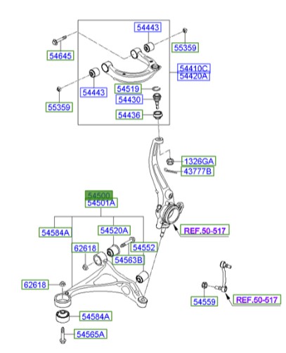 طبق جلو پایین چپ آزرا  Hyundai/KIA Genuine Parts – MOBIS  545003L000 