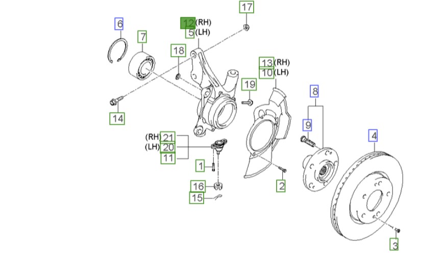 سگدست جلو راست | Hyundai/KIA Genuine Parts – MOBIS | اسپورتیج KM مدل 2008 تا 2010