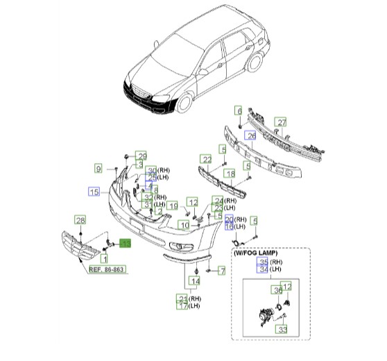 زبانه قفل کاپوت کش سراتو | Hyundai/KIA Genuine Parts – MOBIS | سراتو LD مدل 2007 تا 2009 | 863522F000